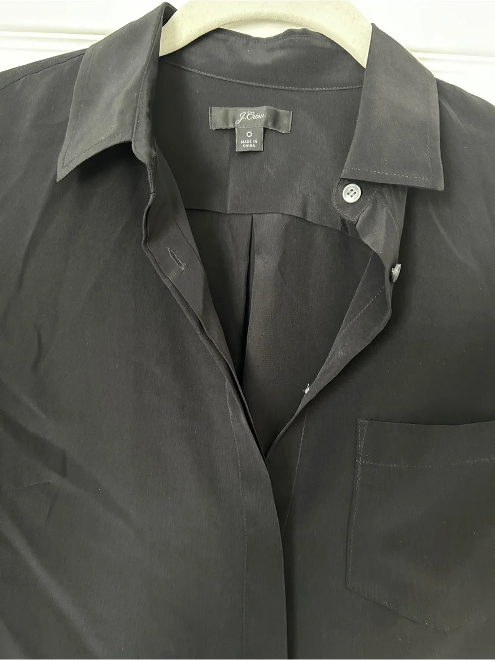 J. Crew Silk Black Long-Sleeve Button-Down Shirt